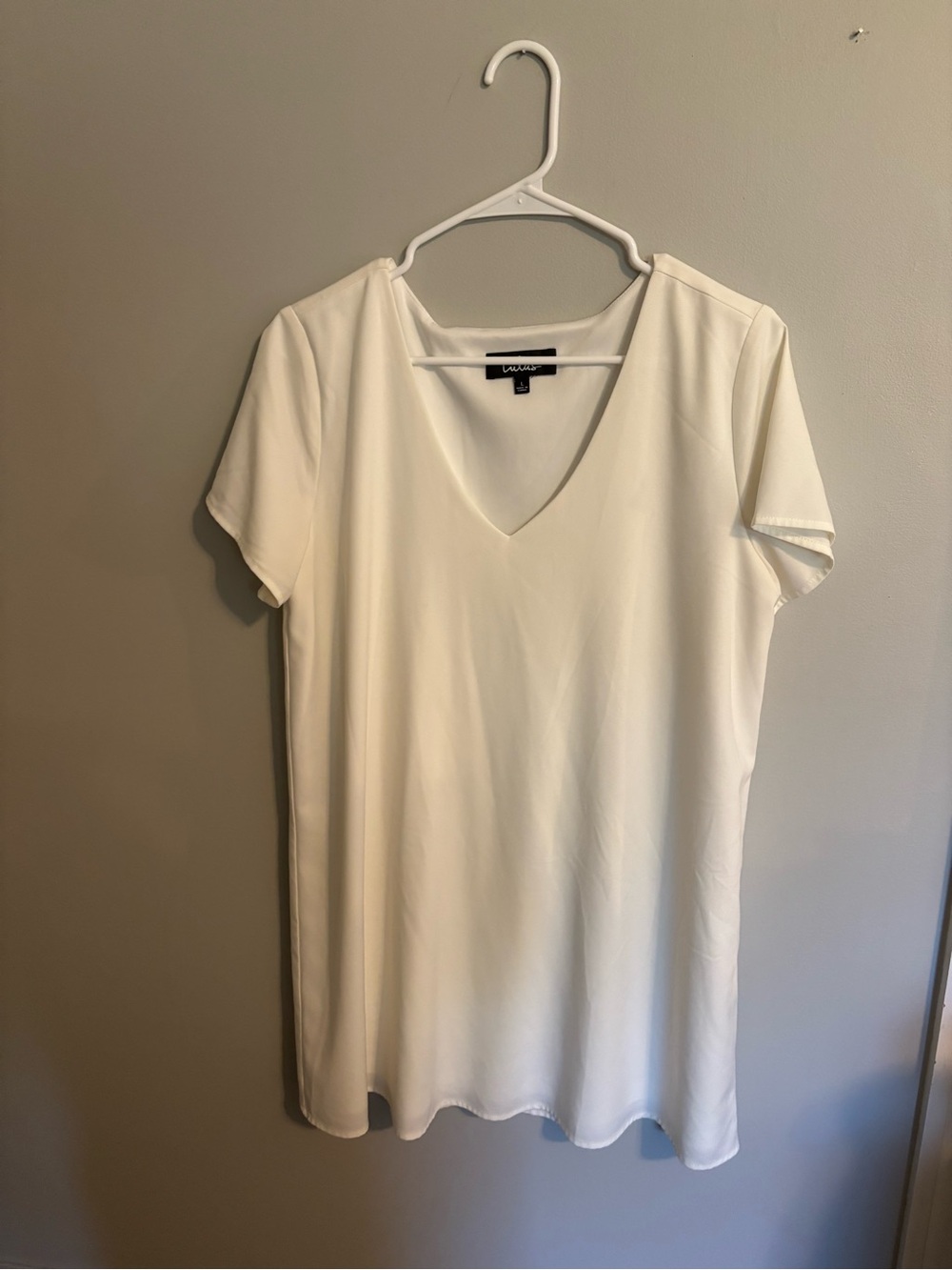 Lulu's Cream V-Neck Mini Dress